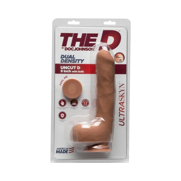 The D Uncut D 9 inches With Balls Ultraskyn Tan Dildo