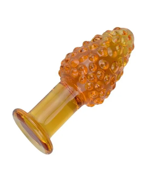 Bubbled Gold Glass Butt Plug - Gold - 4.1 Inch