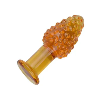 Bubbled Gold Glass Butt Plug Gold 4 1 Inch
