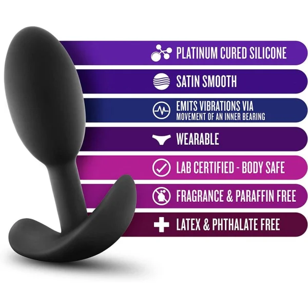 Luxe Wearable Vibra Slim Plug Small Black