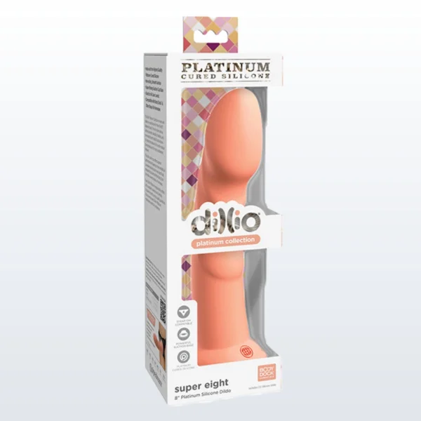 Dillio Platinum Super Eight Silicone 8" Suction Cup Dildo - Peach