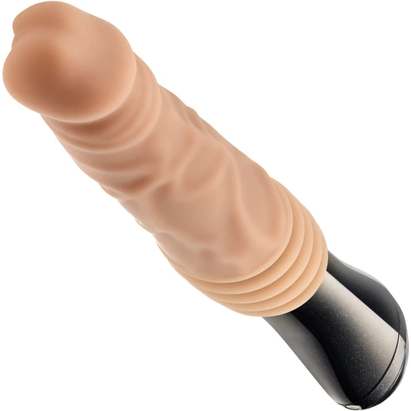 Dr. Skin Dr. Knight 5" Thrusting, Gyrating & Vibrating Silicone Dildo With Handle By Blush - Vanilla