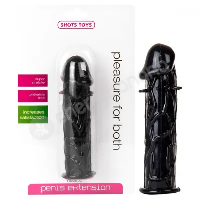 Shots Toys Black Realistic Penis Extension Sleeve