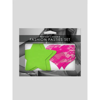 Fantasy Lingerie Neon Stars and Hearts Nipple Pasties