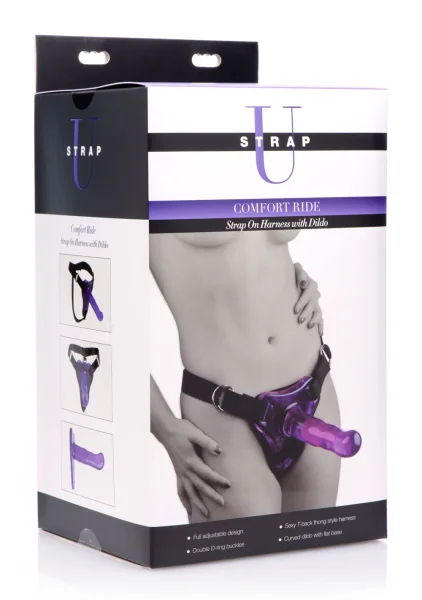 Comfort Ride Strap On Harness with Purple Dildo
