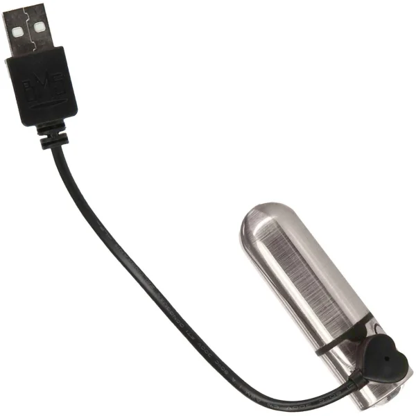 PowerBullet First Class Mini Bullet Vibrator With Crystal Button & Key Chain Pouch - Silver