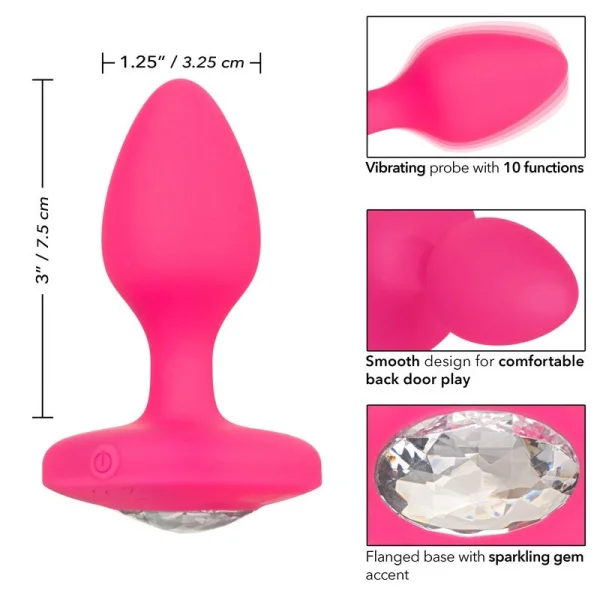 Cheeky Gems Silicone Rechargeable Vibrating Medium Anal Probe By CalExotics - Pink
