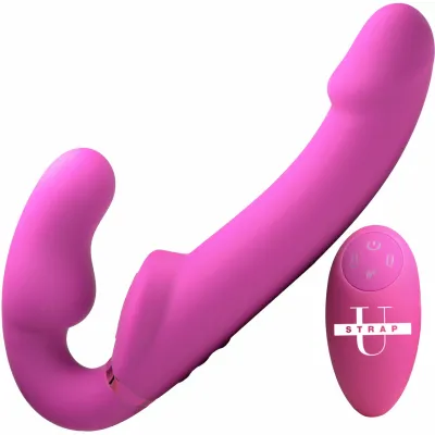 Evoke Ergo Fit Inflatable Vibrating Silicone Strapless Strap on with Remote Control By Strap U