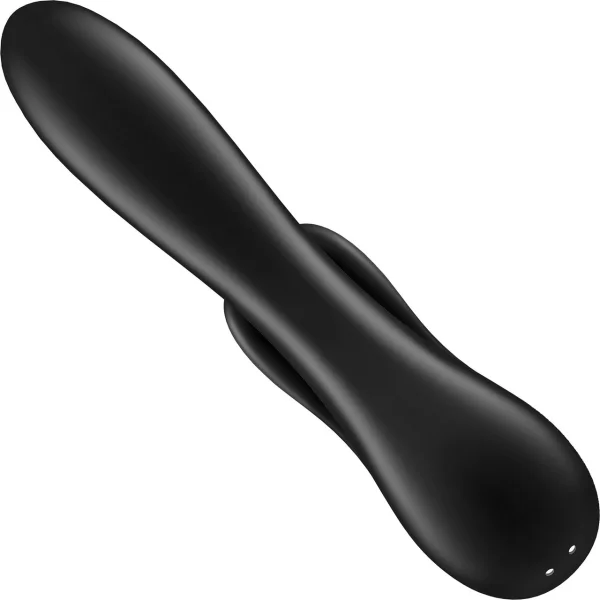Satisfyer Double Flex Rechargeable Waterproof App Enabled 12-Function Rabbit Vibrator - Black