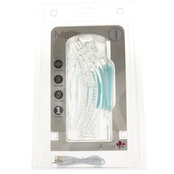 Clear &#39;Aster&#39; Male Masturbator with Rechargeable Bullet