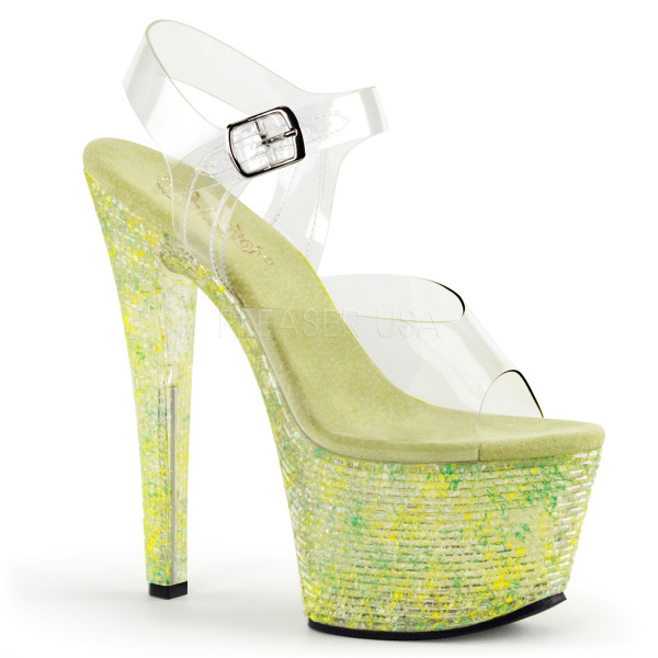 7 inches Heel, 2 3/4 inches PF Ankle Strap Sandal w/Crystal Tiles — image 5 of 8