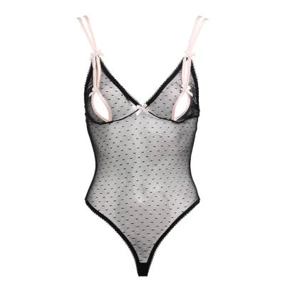 Dita Von Teese Von Follies Coquine Black Mesh Bodysuit with Cut Out Detailing