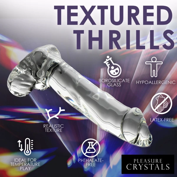 Pleasure Crystals 7.1" Glass Dildo With Balls — image 6 of 8