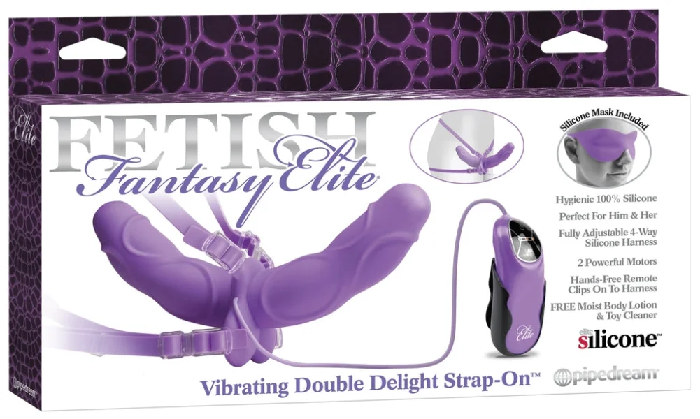 Fetish Fantasy Elite Vibrating Double Delight Strap-on - Purple