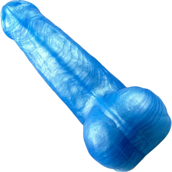 Uberous Thick Silicone Dildo With Balls By Uberrime - Slushy Blue