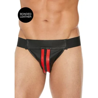 Plain Front Jock With Zip Red L xl