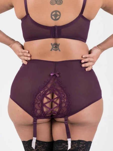 Lovehoney Plus Size Boudoir Belle Plum Push-Up Longline Bra Set