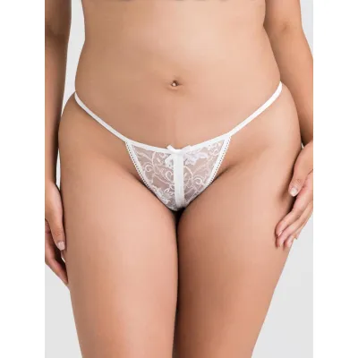 Lovehoney White Crotchless Lace G String