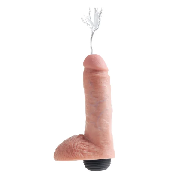 King Cock 8" Squirting Cock With Balls - Vanilla