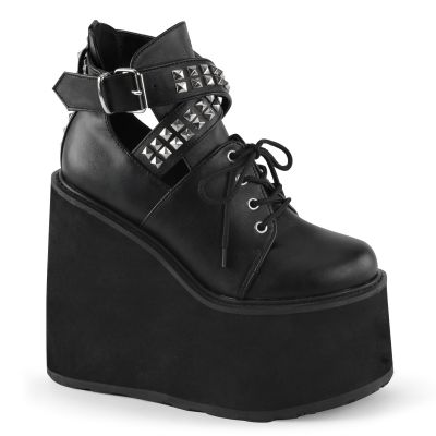 5 1 2 inches Lace Up Bootie w Side Cutout Studded Ankle Strap