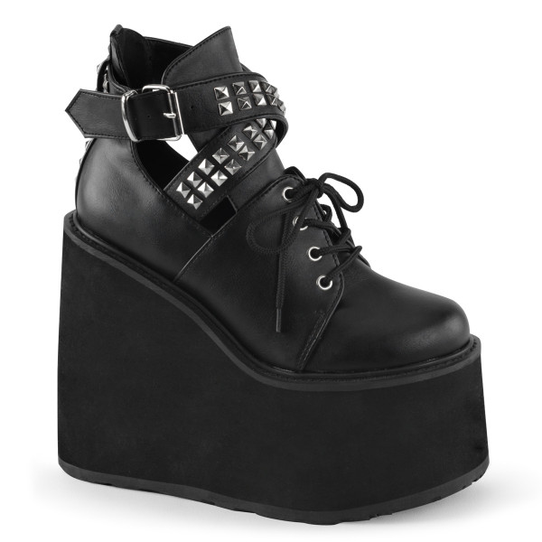 5 1/2 inches Lace-Up Bootie w/Side Cutout & Studded Ankle Strap