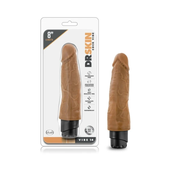 Dr. Skin - Cock Vibe - 8 Inch Vibrating Cock - Mocha