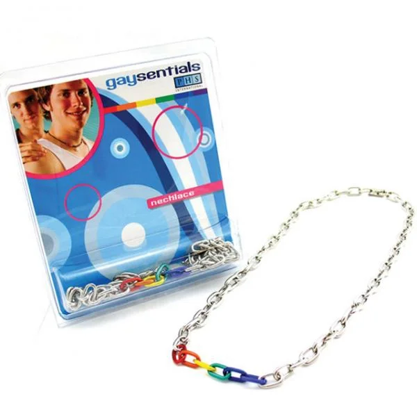 Gaysentials Rainbow and Silver Links Necklace 20 inches