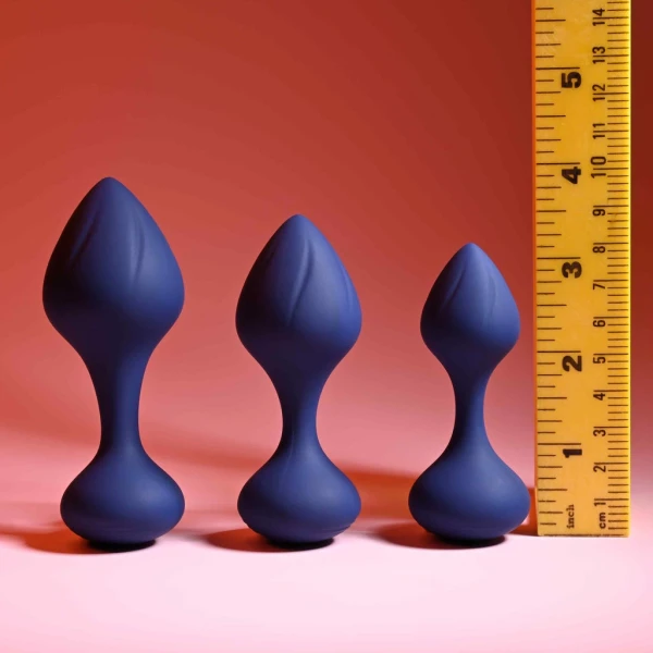 Playboy Pleasure Tail Trainer Silicone 3 Piece Anal Training Kit - Navy