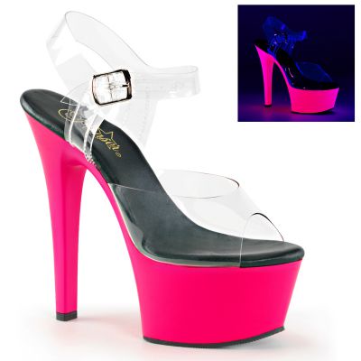 6 inches Heel 2 1 4 inches Ankle Strap PF Sandal Neon UV Reactive