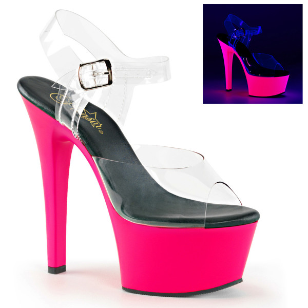 6 inches Heel, 2 1/4 inches Ankle Strap PF Sandal, Neon UV Reactive