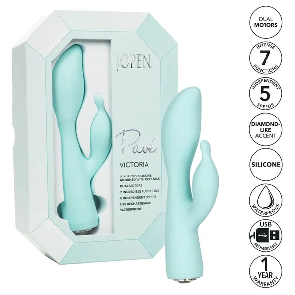 Pave Victoria Rechargeable Waterproof Silicone Rabbit Style Vibrator By Jopen — image 23 of 25