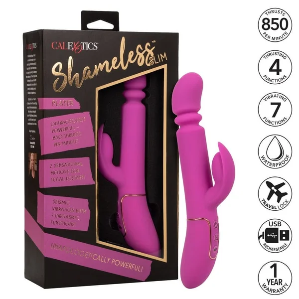 Shameless Slim Player Powerful Silicone Waterproof Rechargeable Rabbit Thruster By CalExotics — image 20 of 20
