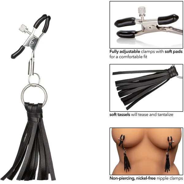 Nipple Play Playful Tassels Nipple Clamps By CalExotics - Black — image 18 of 19