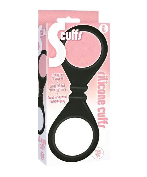 The Nines S Cuffs Black Silicone Handcuffs
