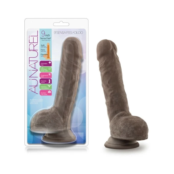 Au Naturel - 9in Sensa Feel Dildo - Chocolate