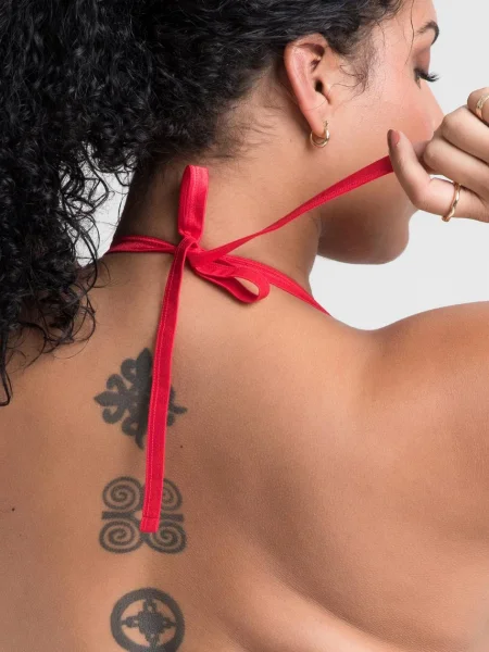 Lovehoney Plus Size Red Peek-a-Boo Bra and Crotchless G-String Set