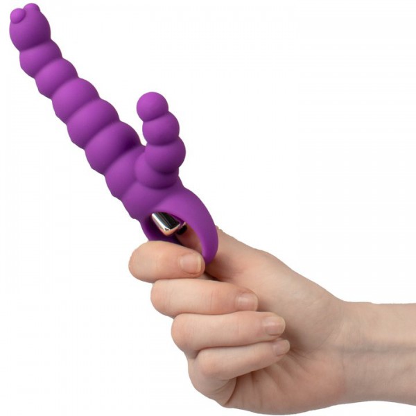Bondara Purple Silicone 10 Function Ribbed G-Spot Rabbit Vibrator — image 5 of 6