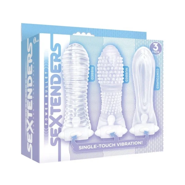 The 9's, Vibrating Sextenders, 3-pack, Nubbed, Contoured, Ribbed