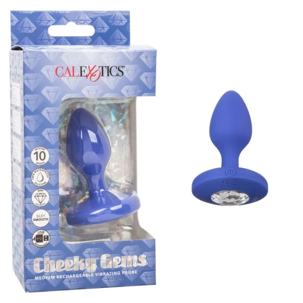 Cheeky Gems Silicone Rechargeable Vibrating Medium Anal Probe By CalExotics - Pink
