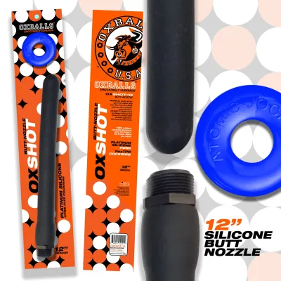 Oxshot Butt Nozzle Shower Hose 12 Inch Black Blue