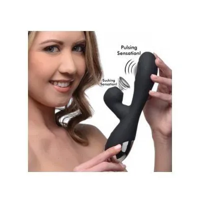 Shegasm 5 Star 10x Silicone Suction Pulsing Rabbit Black