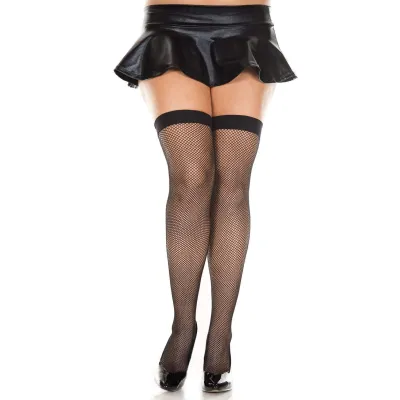 Fishnet Thigh Hi Queen Size Black