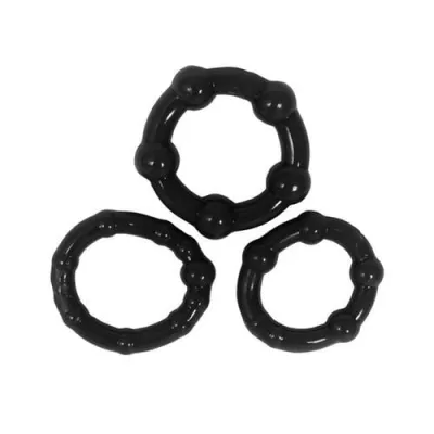 Stay Hard Beaded Cockrings 3 Pack Black