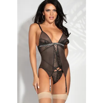 Vivacious Vixen 2 Piece Black Bustier Set By Seven Til Midnight