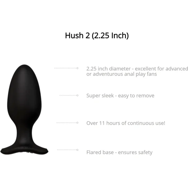 Lovense Hush 2 Large App Enabled Silicone Waterproof Rechargeable Vibrating Butt Plug