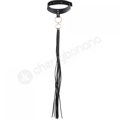 Maze Vegan Tassel Choker Collar Black Whip Necklace