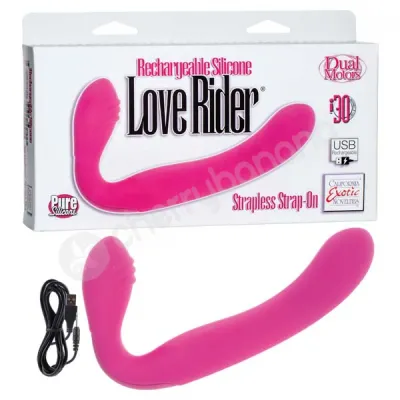 Pink Rechargeable Love Rider Strapless Strap on