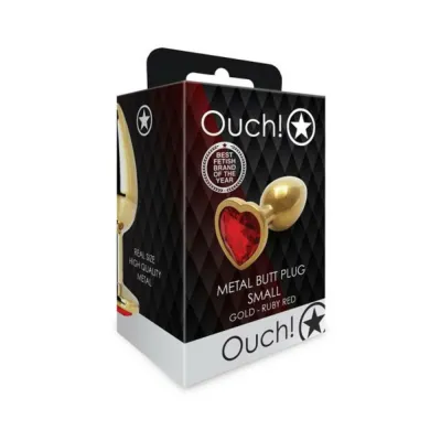 Butt Plugs Shots Ouch Heart Gem Butt Plug Small Gold ruby Red