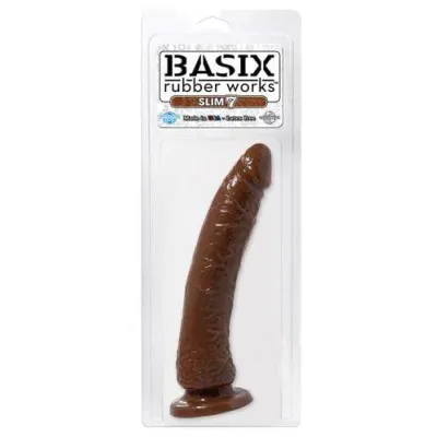 Basix Rubber Works Slim 7 Inch With Suction Cup Brown