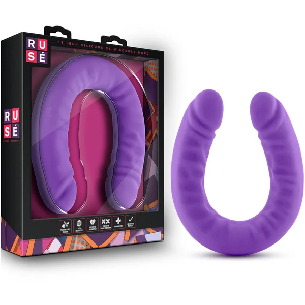 Ruse 18 inch Silicone Slim Double Dong by Blush Novelties - Purple — image 14 of 14
